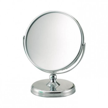 Miroir chromé noir rond avec support 10X – 21cm