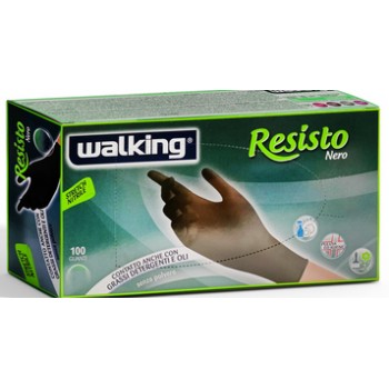 WALKING Gant RESISTO STRETCH NITRILE GLOVES BLACK 100PCS -M