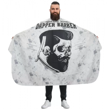 MAXI CAPE DAPPER BARBER-CRANE Grise-Noir CLIP