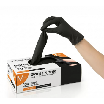 Gants Noirs en Nitrile - Taille M, Boîte de 100